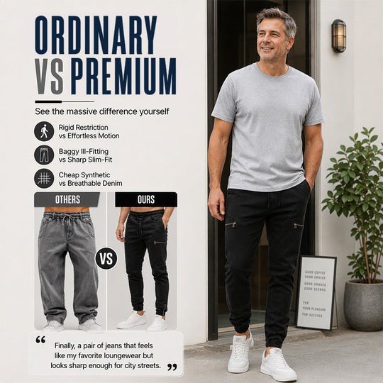 👖✨Bestseller - Slim-Fit Denim Joggers with Stretch Waist – Easy Pull-On Style &amp; Clean Tapered Look for Everyday Wear