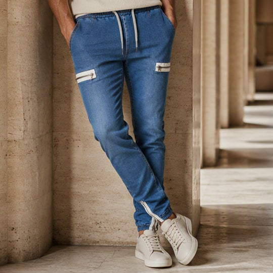 👖✨Bestseller - Slim-Fit Denim Joggers with Stretch Waist – Easy Pull-On Style &amp; Clean Tapered Look for Everyday Wear
