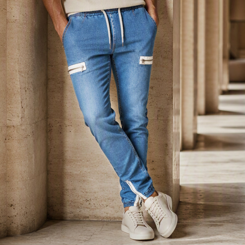 👖✨Bestseller - Slim-Fit Denim Joggers with Stretch Waist – Easy Pull-On Style &amp; Clean Tapered Look for Everyday Wear