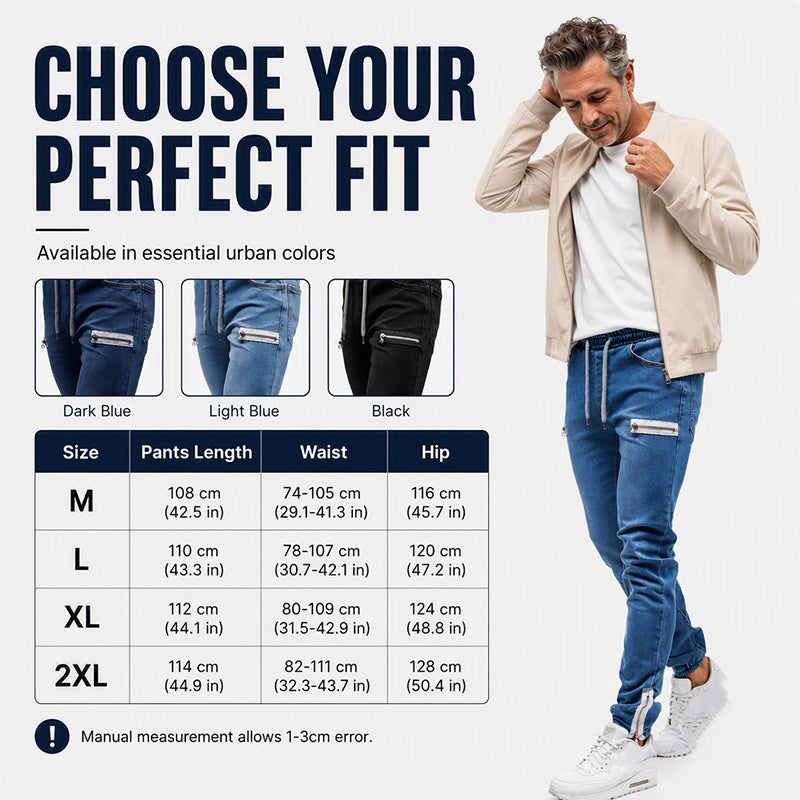 👖✨Bestseller - Slim-Fit Denim Joggers with Stretch Waist – Easy Pull-On Style &amp; Clean Tapered Look for Everyday Wear