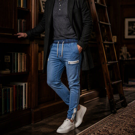 👖✨Bestseller - Slim-Fit Denim Joggers with Stretch Waist – Easy Pull-On Style &amp; Clean Tapered Look for Everyday Wear