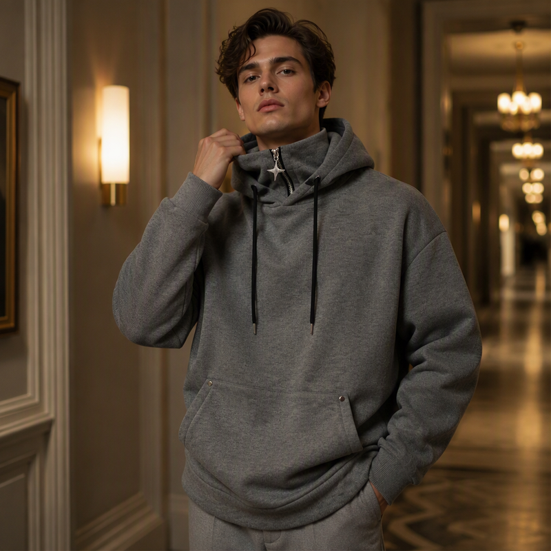 🍂 Men’s High-Collar Loose-Fit Hoodie – Cosy Comfort &amp; Effortless Autumn Style