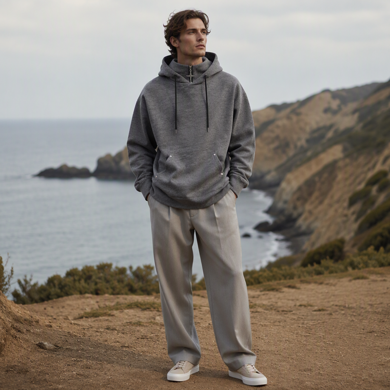 🍂 Men’s High-Collar Loose-Fit Hoodie – Cosy Comfort &amp; Effortless Autumn Style