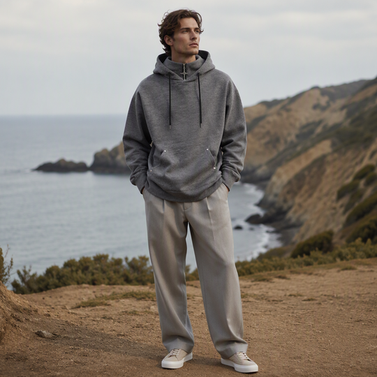 🍂 Men’s High-Collar Loose-Fit Hoodie – Cosy Comfort &amp; Effortless Autumn Style