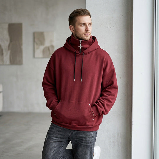 🍂 Men’s High-Collar Loose-Fit Hoodie – Cosy Comfort &amp; Effortless Autumn Style
