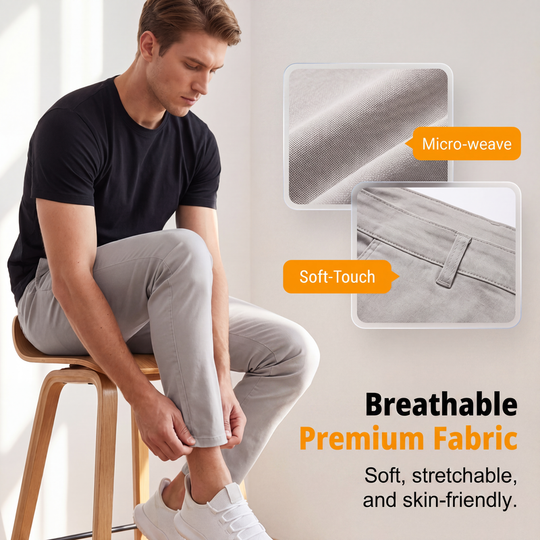 ✨ Men’s Modern Slim-Stretch Trousers – Sleek Fit &amp; All-Day Comfort