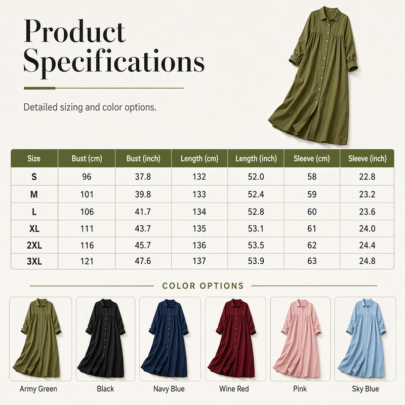 🌸👗New Arrivals - Long Sleeve Maxi Dress in Premium Linen Blend – Versatile 2-in-1 Styling as Dress or Lightweight Layering Piece