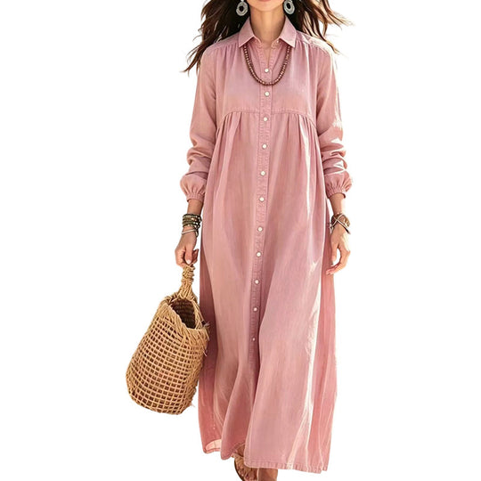 🌸👗New Arrivals - Long Sleeve Maxi Dress in Premium Linen Blend – Versatile 2-in-1 Styling as Dress or Lightweight Layering Piece