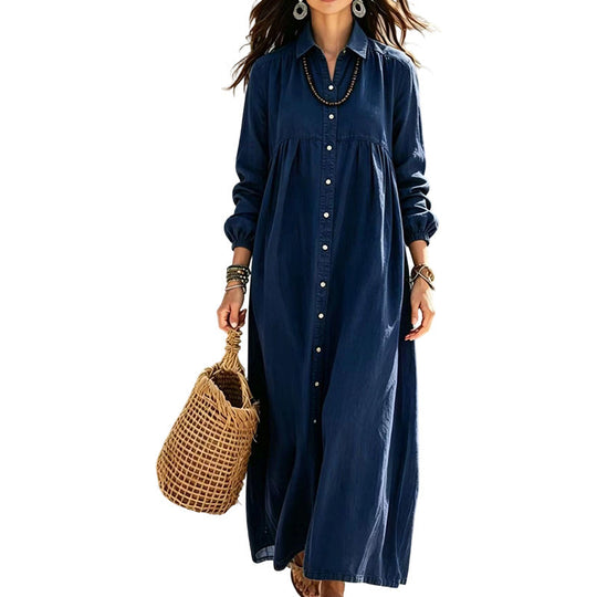 🌸👗New Arrivals - Long Sleeve Maxi Dress in Premium Linen Blend – Versatile 2-in-1 Styling as Dress or Lightweight Layering Piece