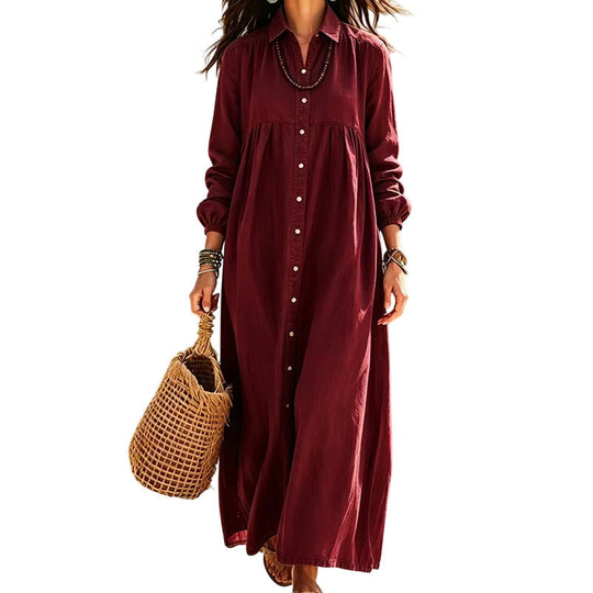 🌸👗New Arrivals - Long Sleeve Maxi Dress in Premium Linen Blend – Versatile 2-in-1 Styling as Dress or Lightweight Layering Piece