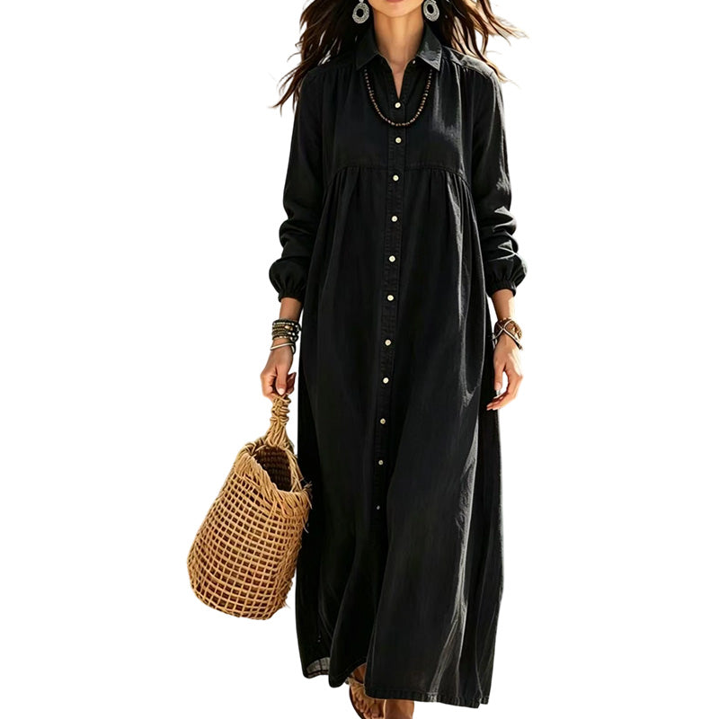 🌸👗New Arrivals - Long Sleeve Maxi Dress in Premium Linen Blend – Versatile 2-in-1 Styling as Dress or Lightweight Layering Piece