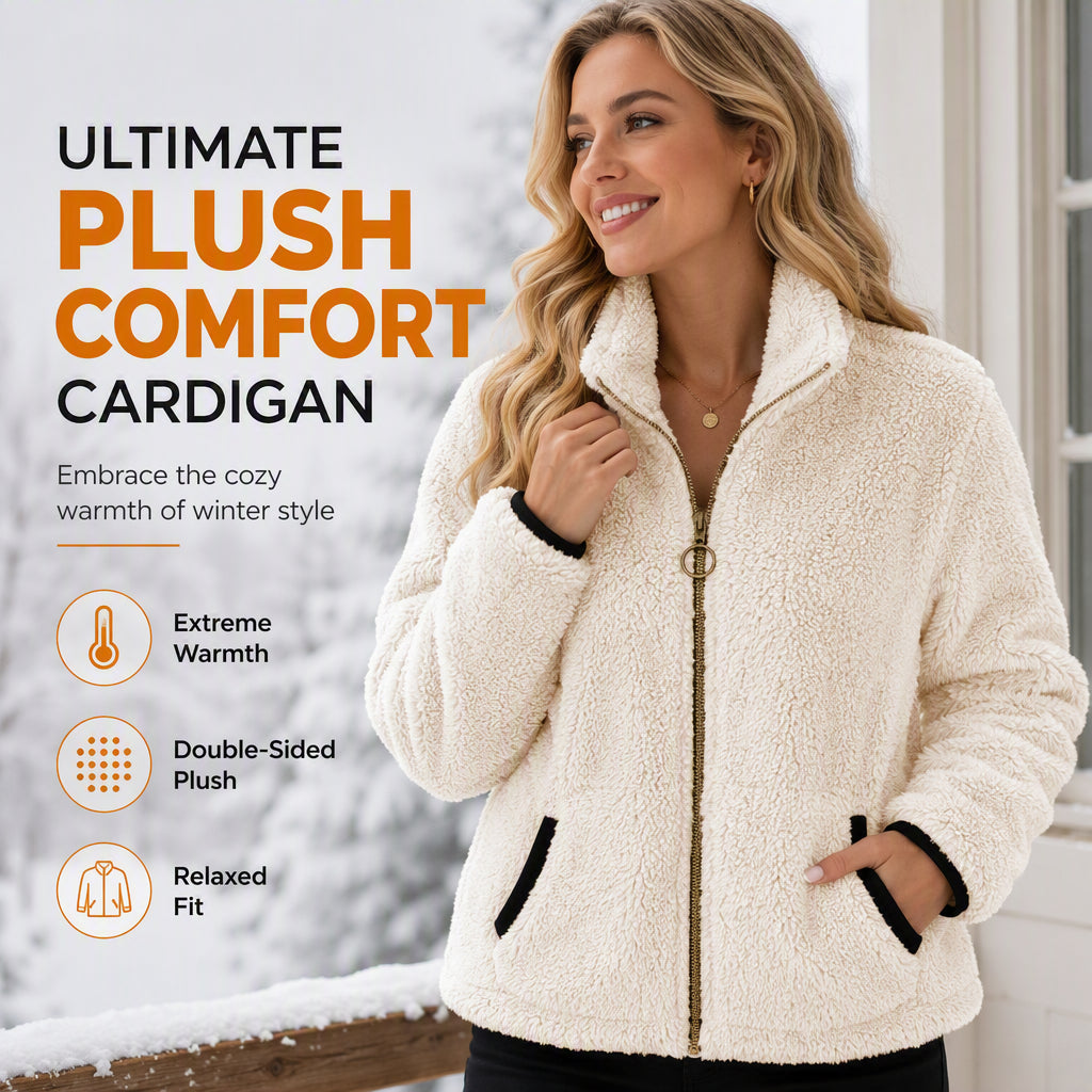 Trending Now⭐🧥 Soft Plush Zip-Up Cardigan – Cozy Full-Zip Layer for Effortless Cool-Weather Style