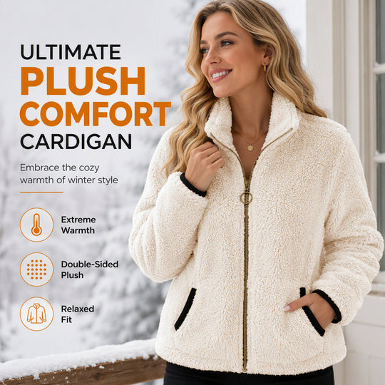 Trending Now⭐🧥 Soft Plush Zip-Up Cardigan – Cozy Full-Zip Layer for Effortless Cool-Weather Style