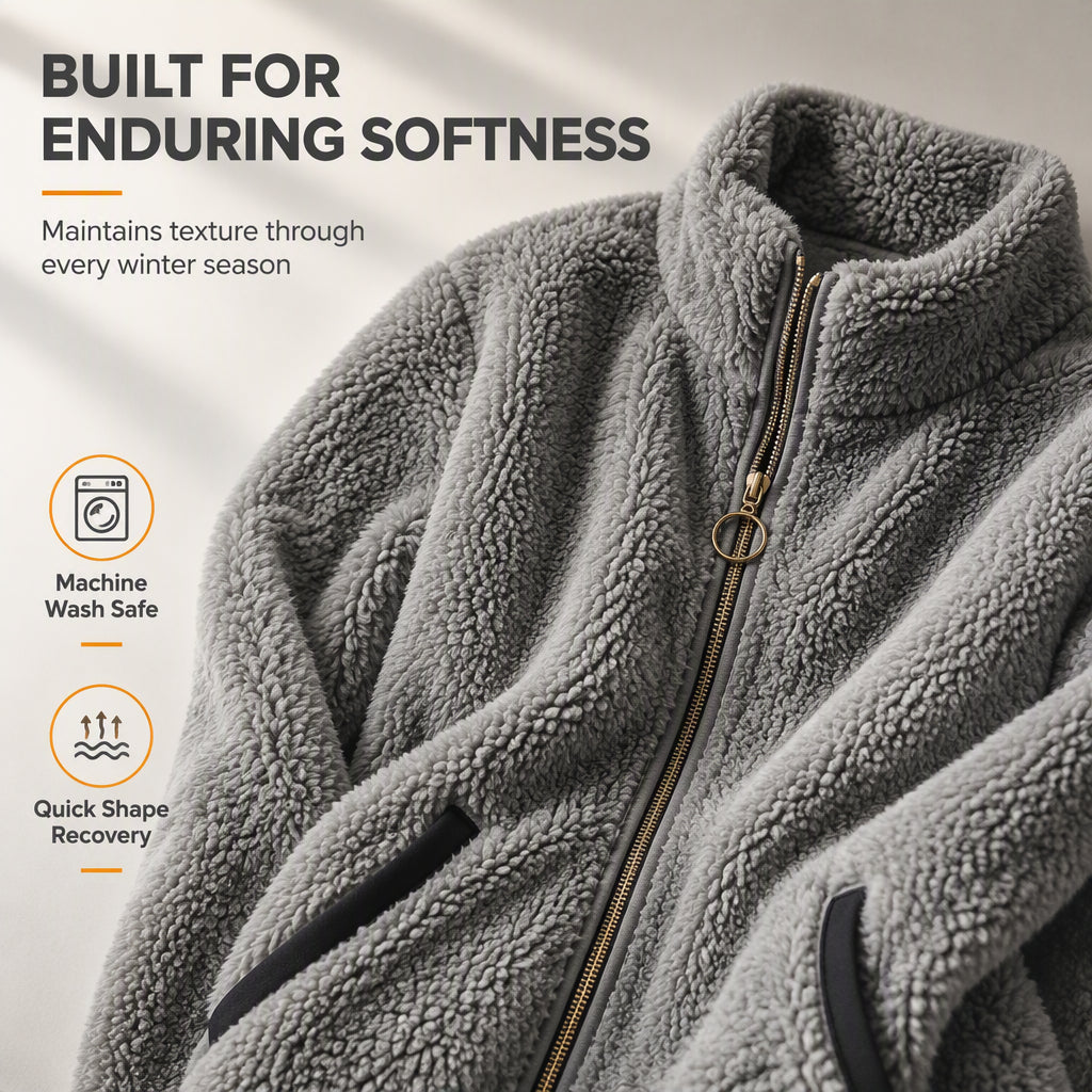 Trending Now⭐🧥 Soft Plush Zip-Up Cardigan – Cozy Full-Zip Layer for Effortless Cool-Weather Style