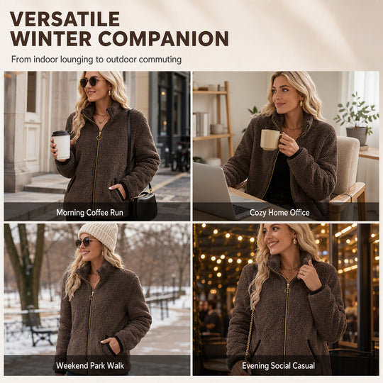 Trending Now⭐🧥 Soft Plush Zip-Up Cardigan – Cozy Full-Zip Layer for Effortless Cool-Weather Style