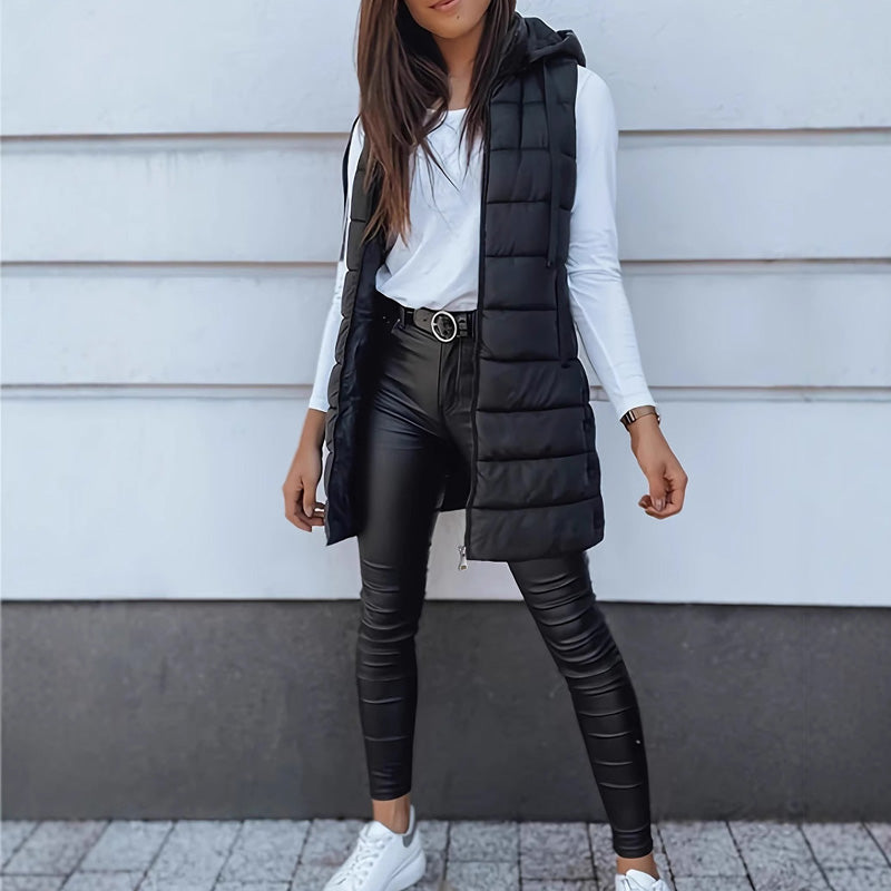 ✨ Women’s Zip-Up Long Puffer Vest – Cosy Warmth &amp; Flattering Everyday Style