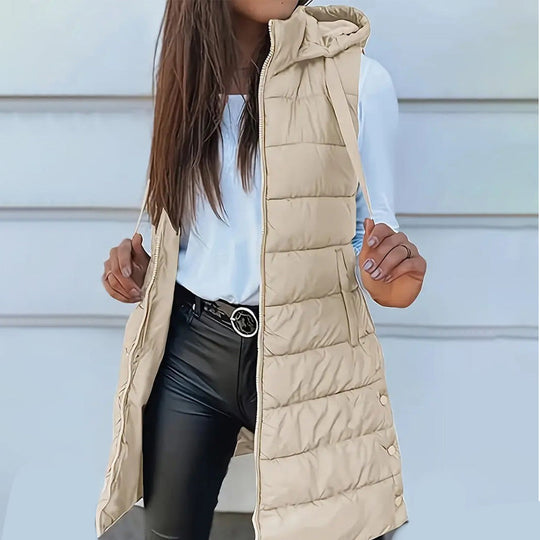 ✨ Women’s Zip-Up Long Puffer Vest – Cosy Warmth &amp; Flattering Everyday Style