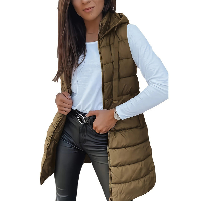 ✨ Women’s Zip-Up Long Puffer Vest – Cosy Warmth &amp; Flattering Everyday Style