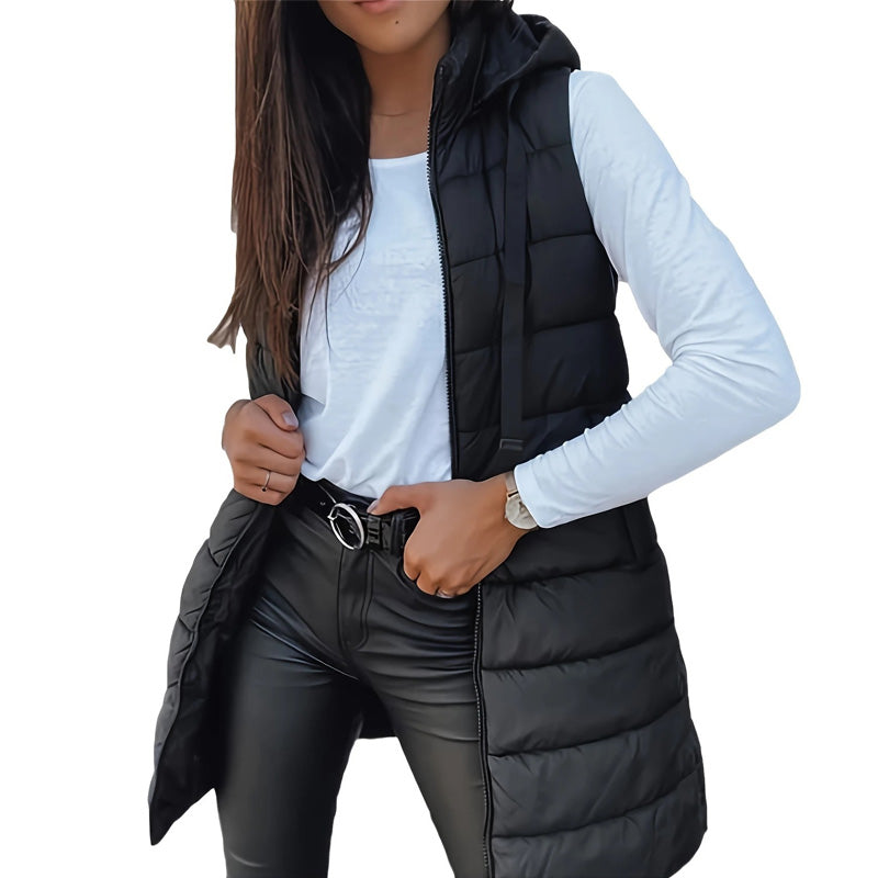 ✨ Women’s Zip-Up Long Puffer Vest – Cosy Warmth &amp; Flattering Everyday Style