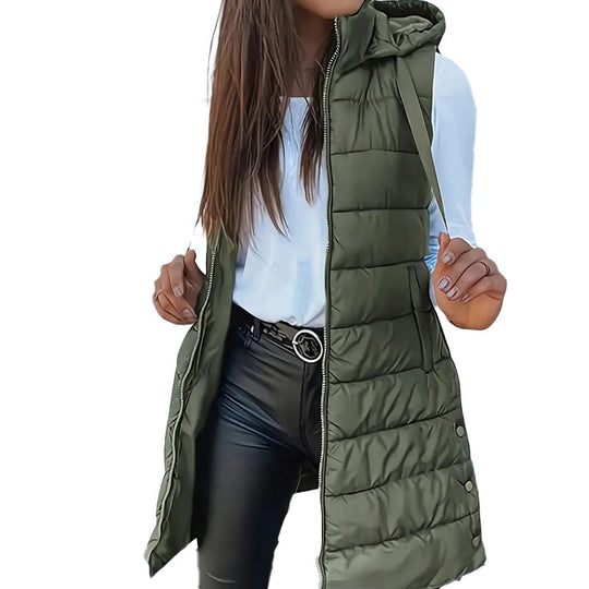 ✨ Women’s Zip-Up Long Puffer Vest – Cosy Warmth &amp; Flattering Everyday Style