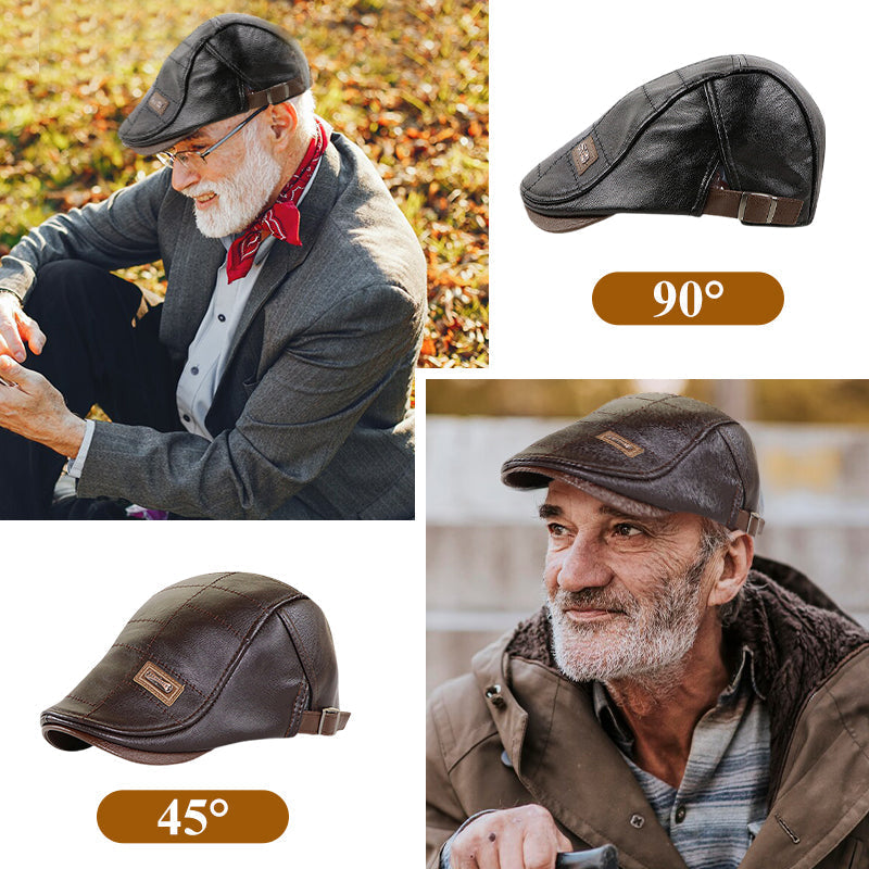 Men's Trendy  PU Leather Ivy Cap