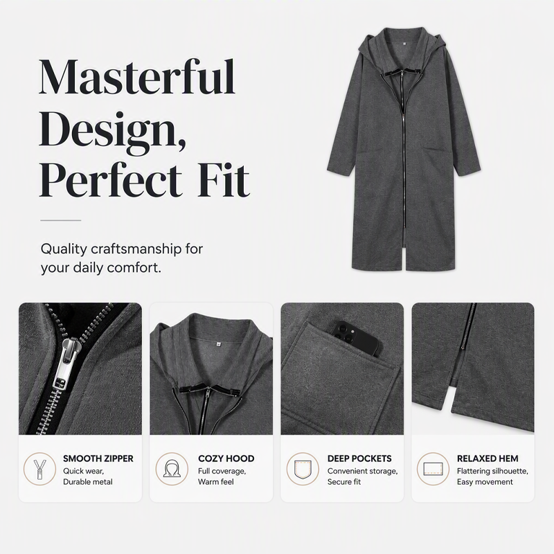✨New Arrivals & Special Offers-Women's Hooded Mid-Length Jacket with 2 Zippers
