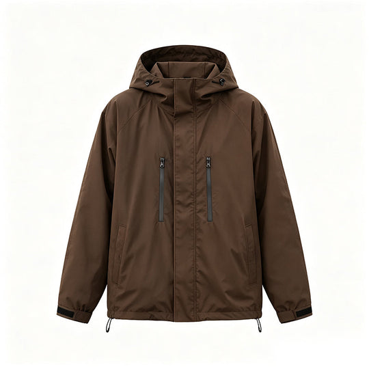 Windproof Hooded Cargo Jacket Waterproof Outdoor Streetwear Coat
