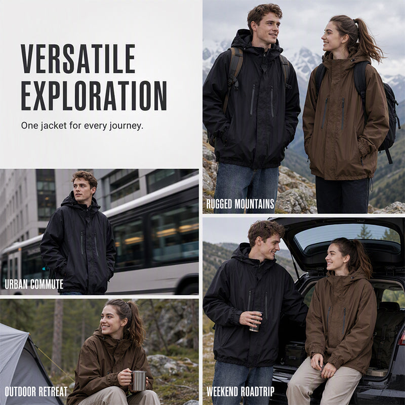 Windproof Hooded Cargo Jacket Waterproof Outdoor Streetwear Coat