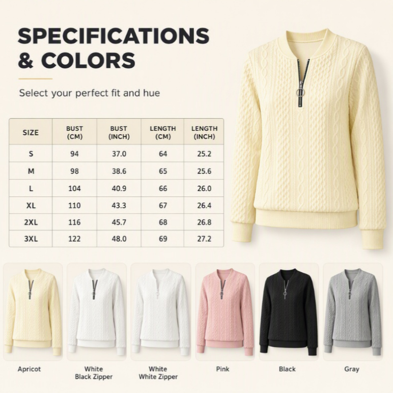 Women’s Half-Zip Cable Knit Sweatshirt