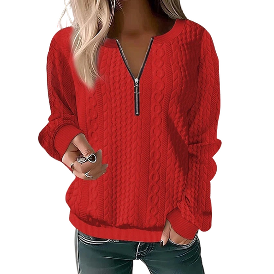 Women’s Half-Zip Cable Knit Sweatshirt