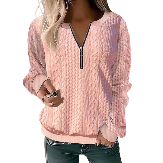 Women’s Half-Zip Cable Knit Sweatshirt