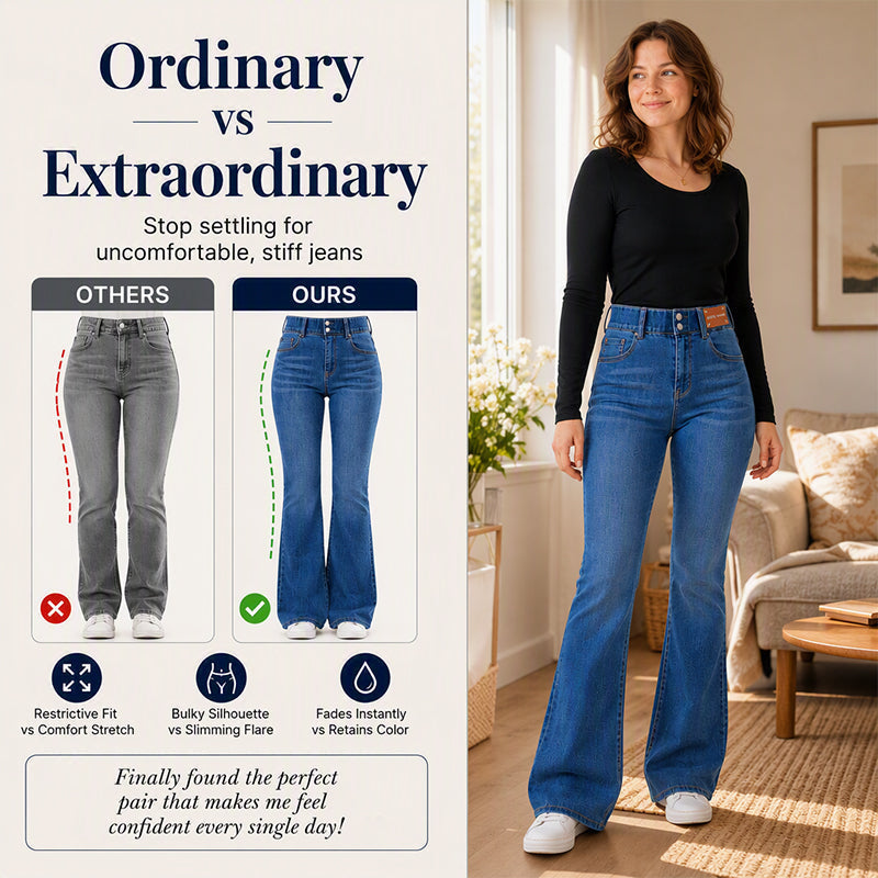 👖 Flattering Flare, Flexible Comfort | Women's High-Waist Stretch Jeans