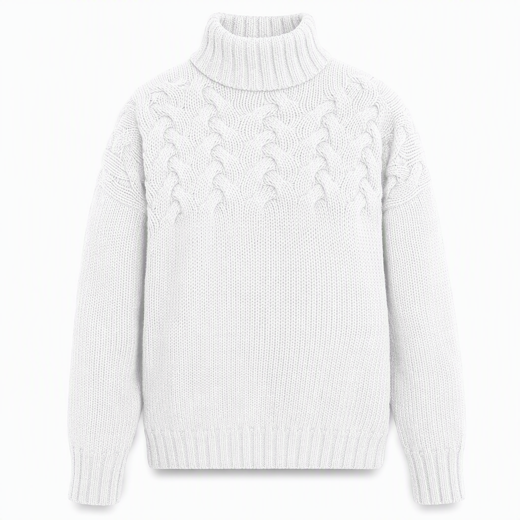 🧶 Cozy Cable-Knit Style | Turtleneck Pullover Sweater