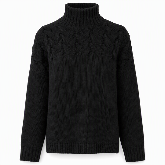 🧶 Cozy Cable-Knit Style | Turtleneck Pullover Sweater