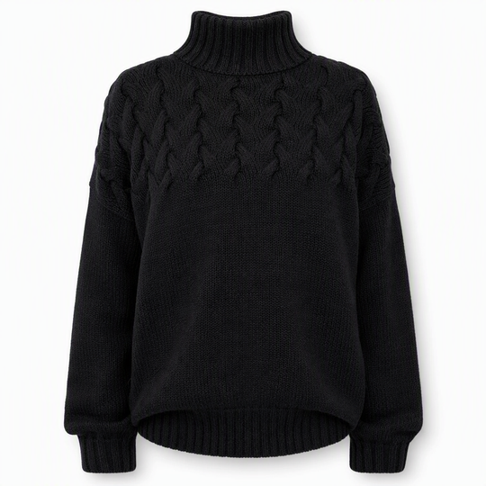 🧶 Cozy Cable-Knit Style | Turtleneck Pullover Sweater