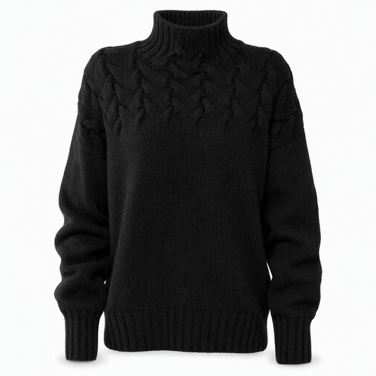 🧶 Cozy Cable-Knit Style | Turtleneck Pullover Sweater
