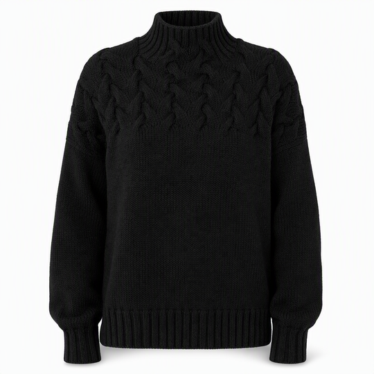 🧶 Cozy Cable-Knit Style | Turtleneck Pullover Sweater