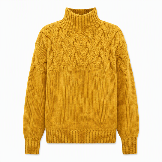 🧶 Cozy Cable-Knit Style | Turtleneck Pullover Sweater
