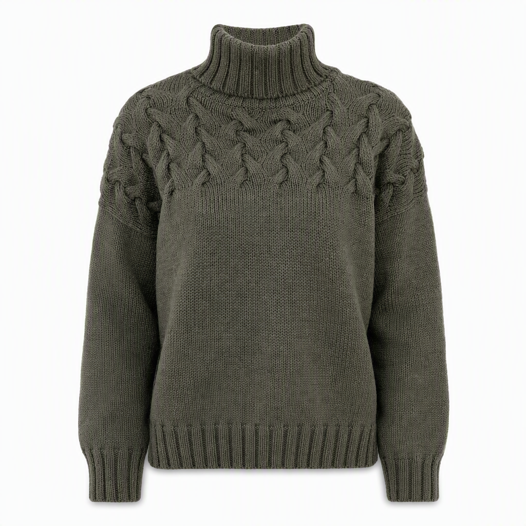 🧶 Cozy Cable-Knit Style | Turtleneck Pullover Sweater