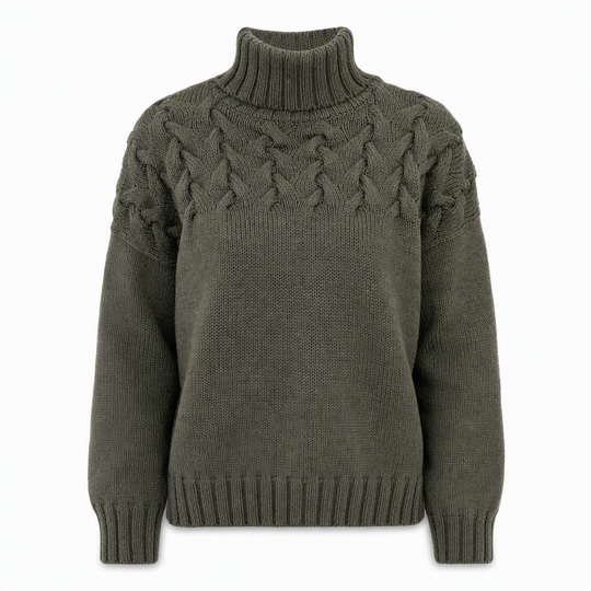 🧶 Cozy Cable-Knit Style | Turtleneck Pullover Sweater