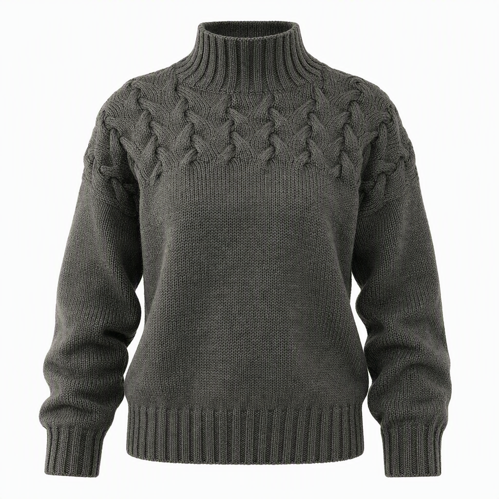🧶 Cozy Cable-Knit Style | Turtleneck Pullover Sweater