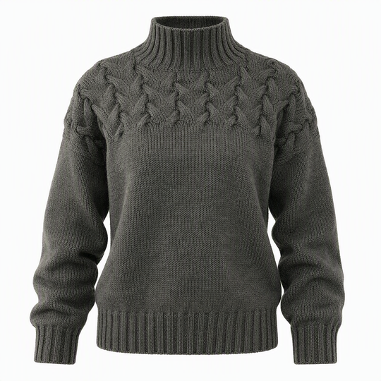 🧶 Cozy Cable-Knit Style | Turtleneck Pullover Sweater