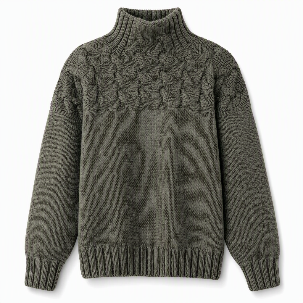 🧶 Cozy Cable-Knit Style | Turtleneck Pullover Sweater