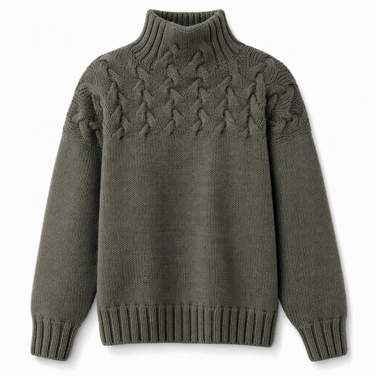 🧶 Cozy Cable-Knit Style | Turtleneck Pullover Sweater