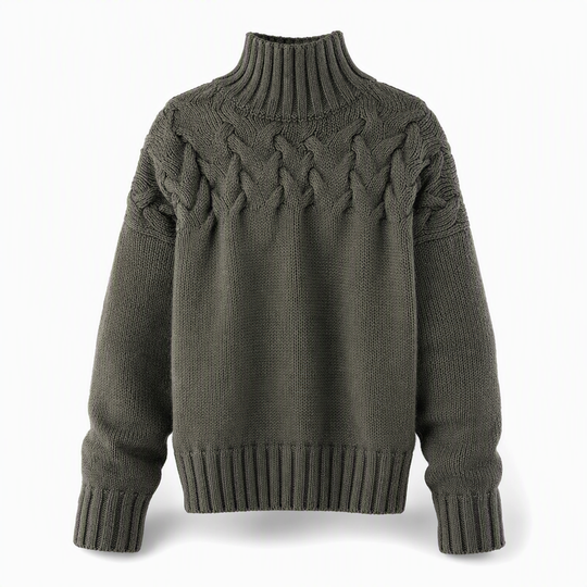 🧶 Cozy Cable-Knit Style | Turtleneck Pullover Sweater