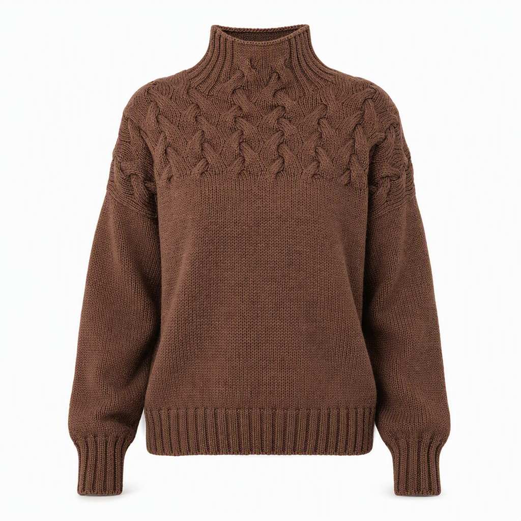 🧶 Cozy Cable-Knit Style | Turtleneck Pullover Sweater