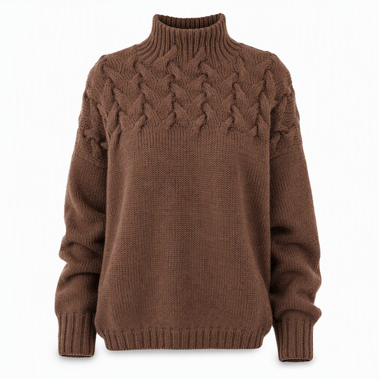 🧶 Cozy Cable-Knit Style | Turtleneck Pullover Sweater
