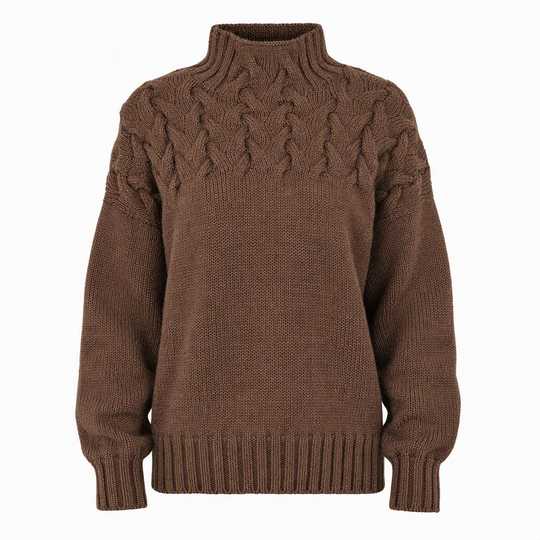 🧶 Cozy Cable-Knit Style | Turtleneck Pullover Sweater