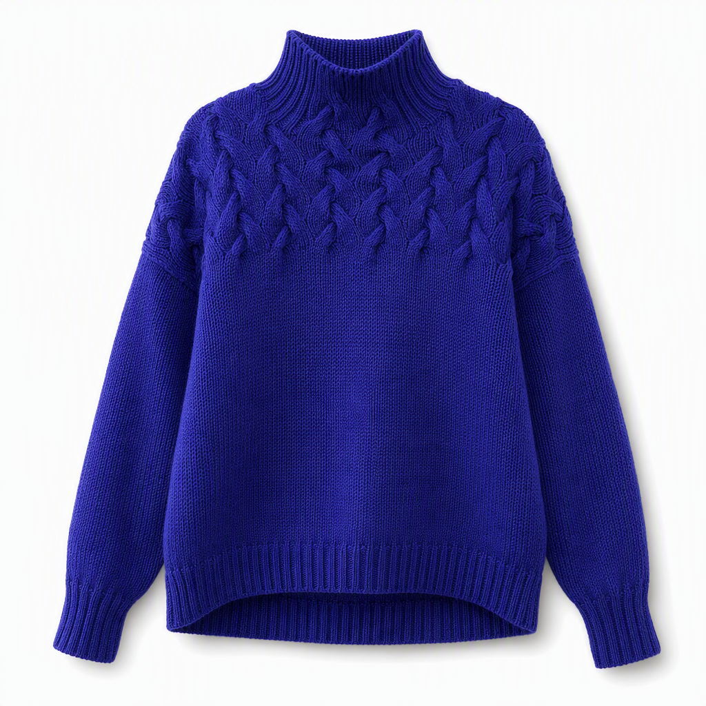 🧶 Cozy Cable-Knit Style | Turtleneck Pullover Sweater