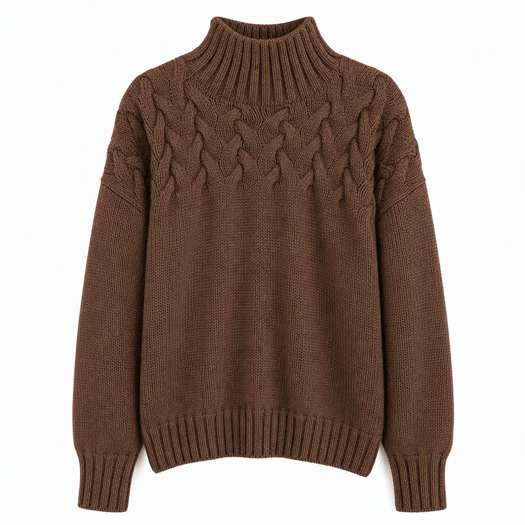 🧶 Cozy Cable-Knit Style | Turtleneck Pullover Sweater